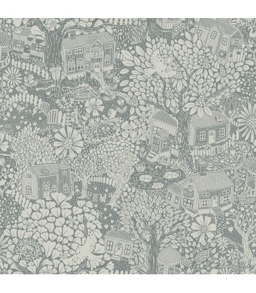4111-63005 - Bygga Bo Blue Woodland Village Wallpaper by A Street