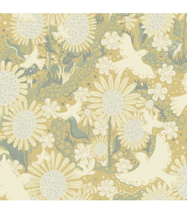 4111-63010 - Dromma Butter Songbirds and Sunflowers Wallpaper by A Street