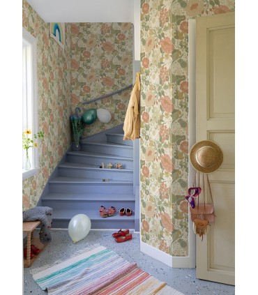 4111-63012 -Vaxa Green Rabbits & Rosehips Wallpaper by A Street