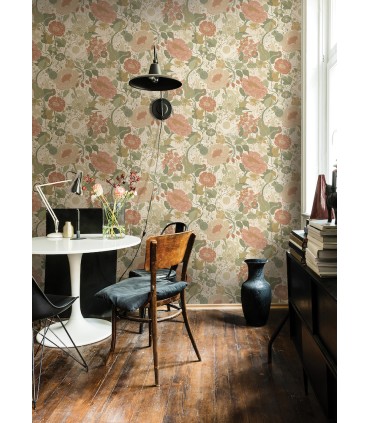 4111-63012 -Vaxa Green Rabbits & Rosehips Wallpaper by A Street