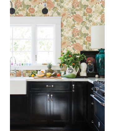 4111-63012 -Vaxa Green Rabbits & Rosehips Wallpaper by A Street