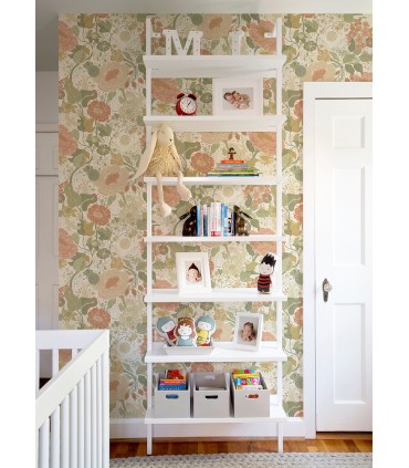 4111-63012 -Vaxa Green Rabbits & Rosehips Wallpaper by A Street