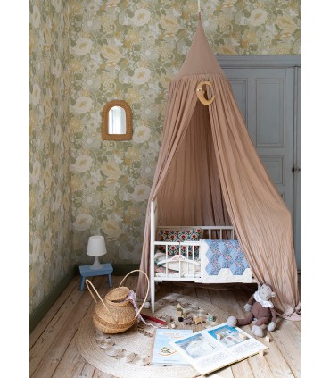 4111-63015 -Vaxa Grey Rabbits & Rosehips Wallpaper by A Street