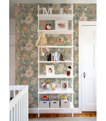 4111-63016 -Vaxa Slate Rabbits & Rosehips Wallpaper by A Street