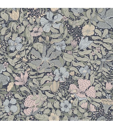 4111-63021 -Midsommar Dark Blue Floral Medley Wallpaper by A Street