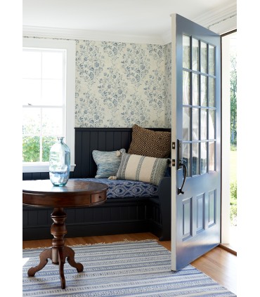 4072-70006 - Isidore Blue Scroll Wallpaper by Chesapeake