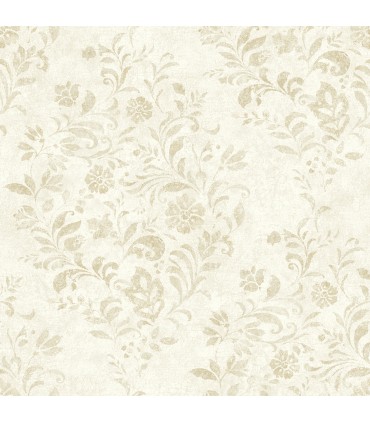 4072-70007 - Isidore Wheat Scroll Wallpaper by Chesapeake