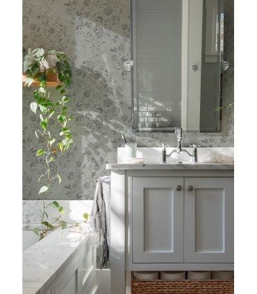 4072-70008 - Isidore Grey Scroll Wallpaper by Chesapeake