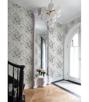 4072-70026 - Manon Charcoal Rose Stitch Wallpaper by Chesapeake