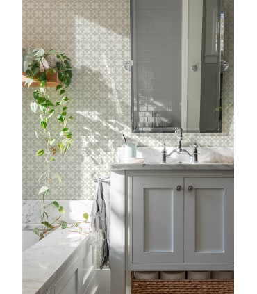 4072-70034 - Remy Light Grey Fleur Tile Wallpaper by Chesapeake