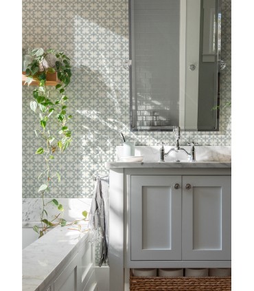 4072-70035 - Remy Teal Fleur Tile Wallpaper by Chesapeake