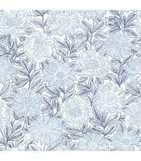 4072-70047 - Faustin Navy Floral Wallpaper by Chesapeake