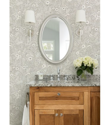 4072-70049 - Agathon Taupe Floral Wallpaper by Chesapeake