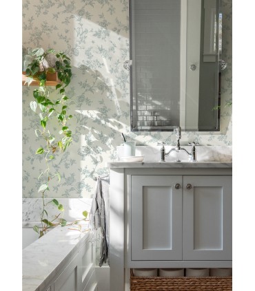4072-70062 -Nightingale Seafoam Floral Trail Wallpaper by Chesapeake