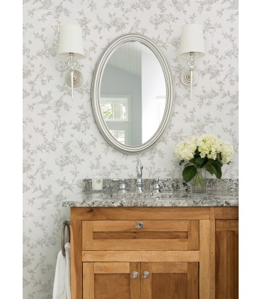 4072-70063 -Nightingale Taupe Floral Trail Wallpaper by Chesapeake