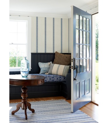 4072-70067 -Linette Navy Fabric Stripe Wallpaper by Chesapeake