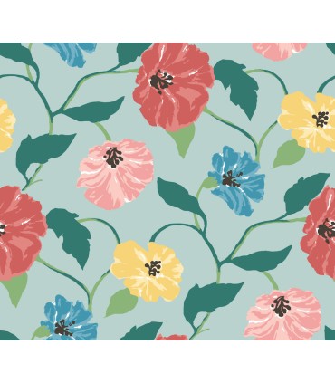 PSW1400RL - Sky Blue Jungle Garden Peel & Stick Wallpaper by Madcap Cottage