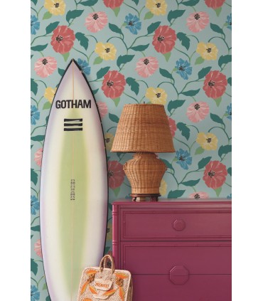 PSW1400RL - Sky Blue Jungle Garden Peel & Stick Wallpaper by Madcap Cottage