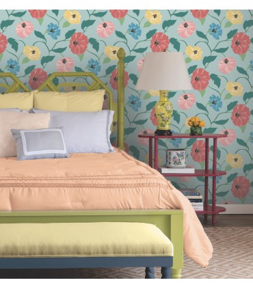 PSW1400RL - Sky Blue Jungle Garden Peel & Stick Wallpaper by Madcap Cottage
