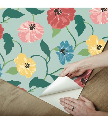 PSW1400RL - Sky Blue Jungle Garden Peel & Stick Wallpaper by Madcap Cottage