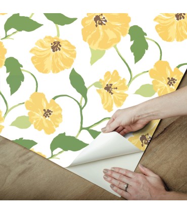 PSW1401RL - Yellow Jungle Garden Peel & Stick Wallpaper by Madcap Cottage
