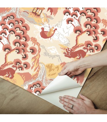 PSW1402RL - Pink Lemonade Old Peking Peel & Stick Wallpaper by Madcap Cottage