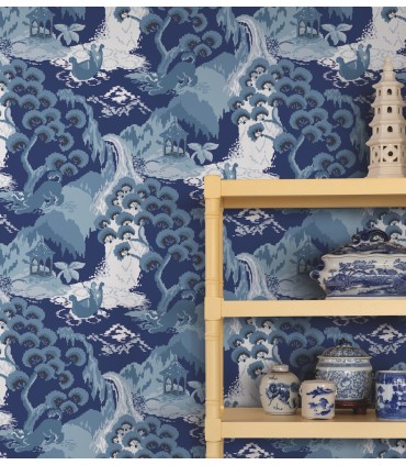 PSW1403RL - Navy Blue Old Peking Peel & Stick Wallpaper by Madcap Cottage