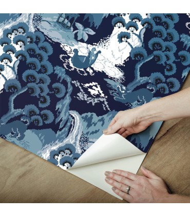 PSW1403RL - Navy Blue Old Peking Peel & Stick Wallpaper by Madcap Cottage