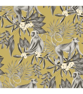 WLD53110W - Morris Mustard Tropical Jungle Wallpaper by Ohpopsi Wild