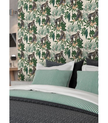WLD53108W - Morris Cream Tropical Jungle Wallpaper by Ohpopsi Wild