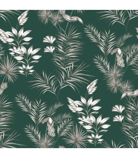WLD53111W - Shelly  Green Toucan Toile Wallpaper by Ohpopsi Wild