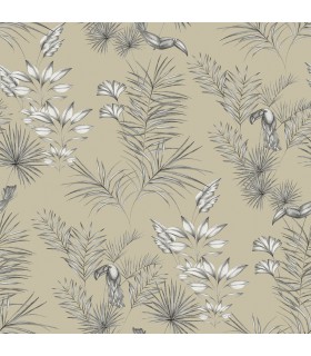 WLD53112W - Shelly  Grey Toucan Toile Wallpaper by Ohpopsi Wild