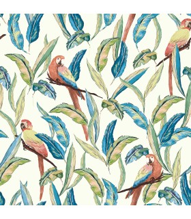 WLD53116W - Timor White Tropical Parrot Wallpaper by Ohpopsi Wild