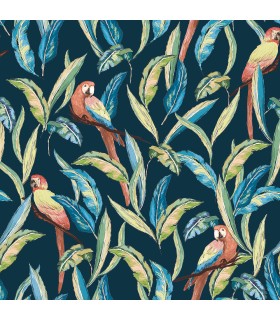 WLD53117W - Timor Indigo Tropical Parrot Wallpaper by Ohpopsi Wild