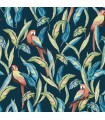 WLD53117W - Timor Indigo Tropical Parrot Wallpaper by Ohpopsi Wild