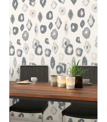 WLD53119W - Amara Light Grey Animal Ikat Wallpaper by Ohpopsi Wild