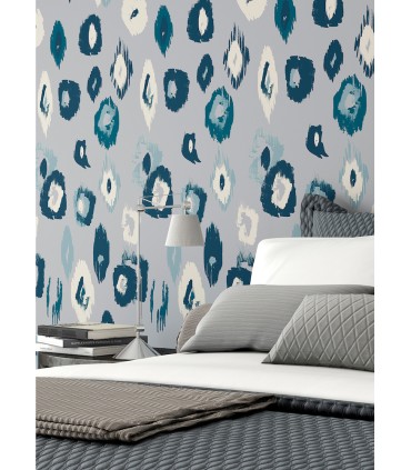 WLD53120W - Amara Blue Animal Ikat Wallpaper by Ohpopsi Wild