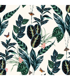 WLD53122W - Spirit Indigo Tropical Foliage Wallpaper by Ohpopsi Wild