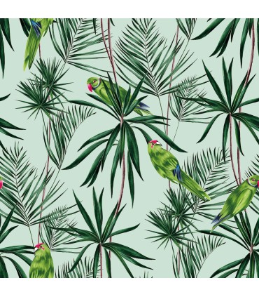 WLD53124W - Pebbles Mint Paradise Wallpaper by Ohpopsi Wild