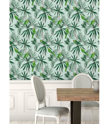 WLD53124W - Pebbles Mint Paradise Wallpaper by Ohpopsi Wild