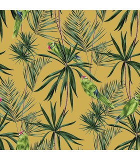 WLD53126W - Pebbles Mustard Paradise Wallpaper by Ohpopsi Wild