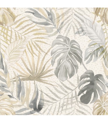 WLD53130W - Lana Light Grey Tropical Wallpaper by Ohpopsi Wild