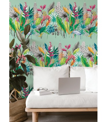 CEP50112W - Sierra Mint Urban Tropic Wallpaper by Ohpopsi Concept