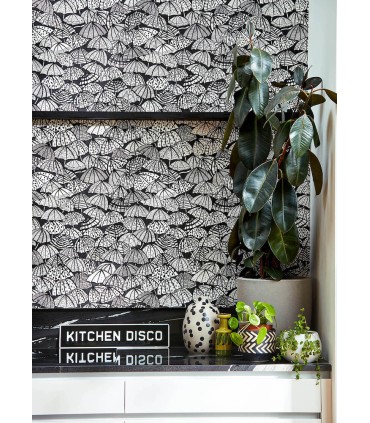 CEP50113W - Dara Black Jolly Brollies Wallpaper by Ohpopsi Concept