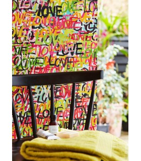 CEP50119W - Indio Chartreuse Love Scribble Wallpaper by Ohpopsi Concept