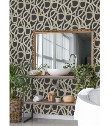 CEP50126W - Calix Black Twisted Geo Wallpaper by Ohpopsi Concept