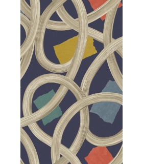 CEP50129W - Calix Indigo Twisted Geo Wallpaper by Ohpopsi Concept