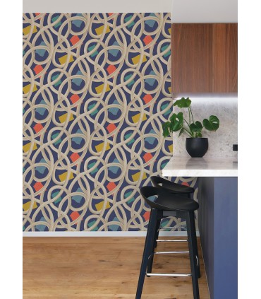 CEP50129W - Calix Indigo Twisted Geo Wallpaper by Ohpopsi Concept