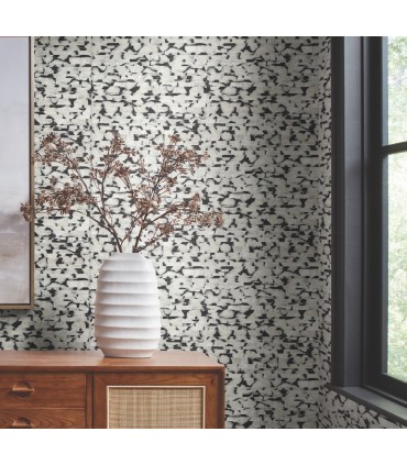 CC1201 - Black & White Capiz Shells Offering Wallpaper by Carol Benson Cobb
