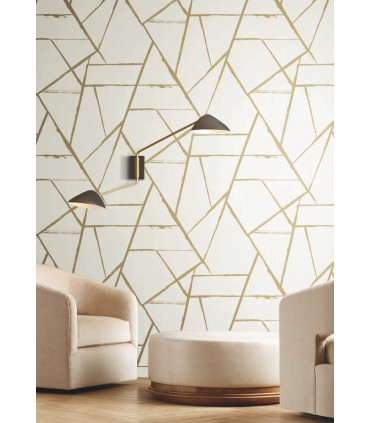CC1294 - Gold Metallic Intersect Wallpaper by Carol Benson Cobb
